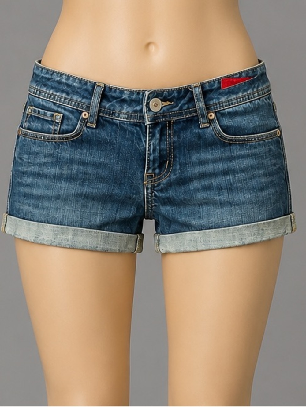 X2 sz 2 Festival CHIC Summer Cuffed Booty Denim Jean Shorts